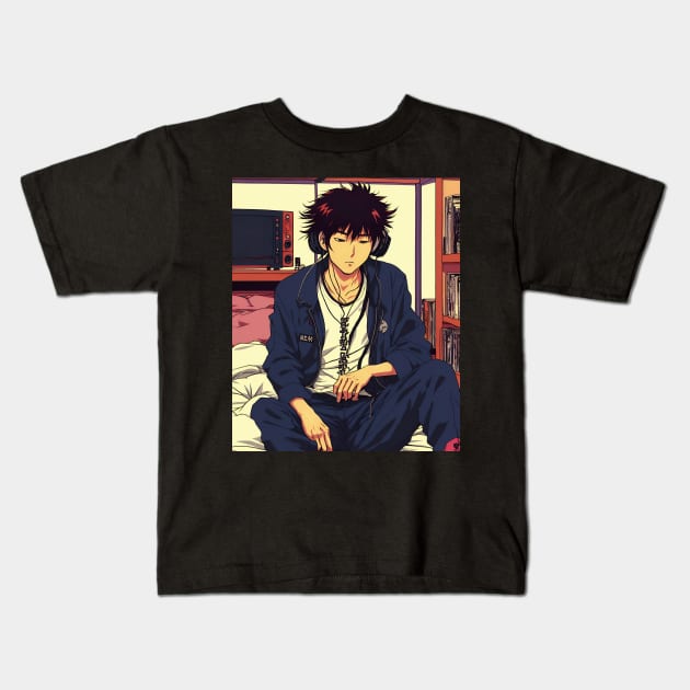 Lost in Music - Japanese lofi music aesthetic Anime Kids T-Shirt by geekmethat